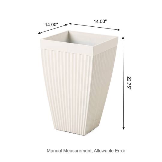 Glitzhome® 23" Eco-Friendly Oversized Faux Concrete Square Fluted Pot Planters